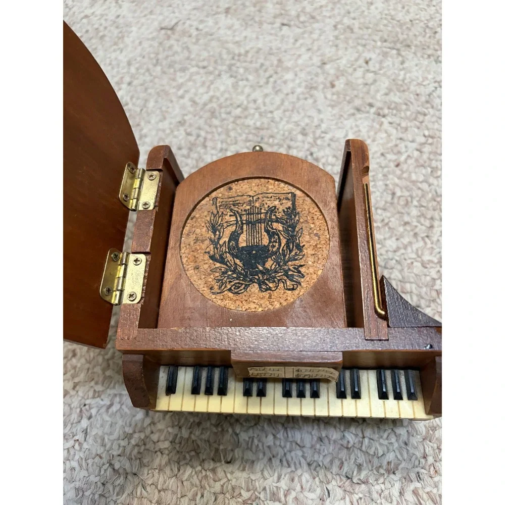 Vintage Himark Wood Grand Piano Coaster Set Miniature Music Novelty Barware 4pc